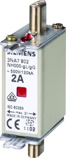 Siemens IS NH-Sicherungseinsatz GL/GG G000 100A 500AC 3NA7830