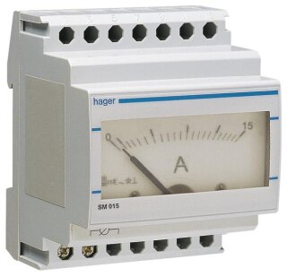 Hager Einbau-Amperemeter analog SM015 0-15 Ampere AC Direktmessung 4PLE