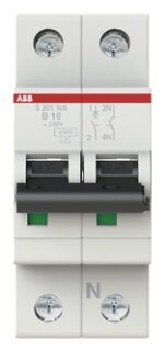 ABB Stotz Sicherungsautomat 6kA 16A B 1p+N (2p) S201-B16NA