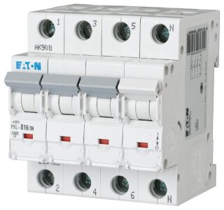 Eaton LS-Schalter mit Beschrift. B 16A 3p+N PXL-B16/3N