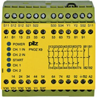 Pilz Not-Aus-Schaltgerät 24AC24DC 7n/o2n/c2so PNOZ X9 #774609