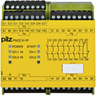 Pilz Not-Aus-Schaltgerät 24AC24DC 7n/o1n/c2so PNOZ X11P #777080