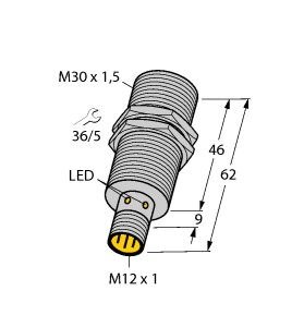 Turck Sensor,ind.,M30x1,5 Uprox,sn=15mm,750Hz Bi15U-M30-AP6X-H1141