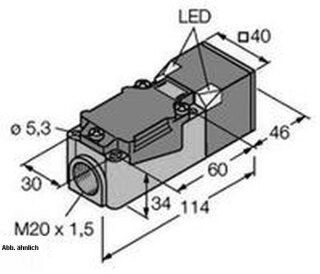 Turck Sensor,ind.,quad. 40x40mm Uprox,sn=20mm,250Hz Bi20U-CP40-AP6X2