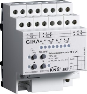 Gira KNX/EIB Jalousieaktor 4-fach 215400 24VDC mit Handbetätigung