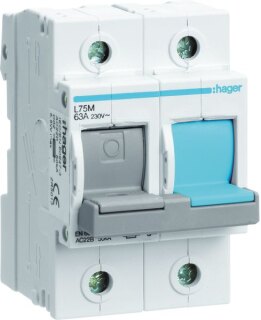 Hager D02-Lasttrennschalter 2-polig,1Ph+N,63A L75M