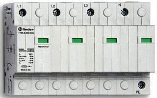 Überspannungsableiter  Typ 1 und 2,Varistor und Funkenstrecke,für 3-phasige TN-S-Netze