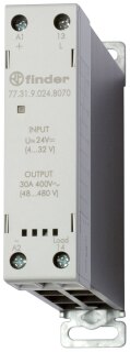 Relais mit SSR AC Kontakt,Nullspannungsschalter,"Schützart",1 Schliesser 30 A,Einschaltstrom bis 520 A-10 ms,Eingang  4-32 V DC