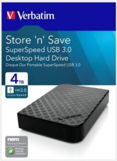 Verbatim Festplatte 4TB USB 3.0 3,5 Zoll 3D Store 47685