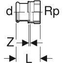 GEBERIT Mapress C-Stahl Übergang mit IG d15-Rp1/2 verzinkt