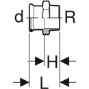 GEBERIT Mapress Edelstahl Übergang mit A (Gas) d15-R1/2