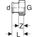 GEBERIT Mapress Edelstahl Übergang mit Überwurfmutter (Gas) d22-G1 3/8
