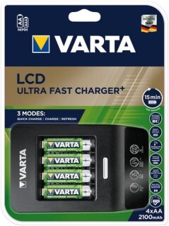 Varta 57685101441 LCD Ultra Fast Ch.+ 4x AA 56706 2100mAh +12V Ladegerät