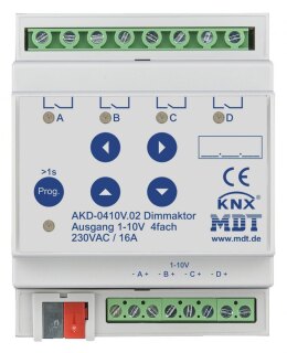 MDT Dimmaktor 4-fach 4TE, REG, 1-10V mit RGBW AKD-0410V.02