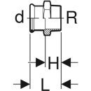 GEBERIT Mapress Edelstahl Übergang mit A (Gas) d35-R1 1/4