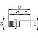 TECEflex Presslötanschluss Dim. 16 auf 15 mm CU, Siliziumbronze