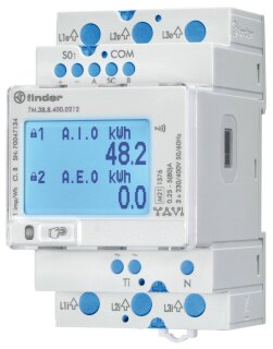 Finder 7M.38.8.400.0212 Multifunktions- Energiezähler, LCD, MODBUS, S0, NFC, MID
